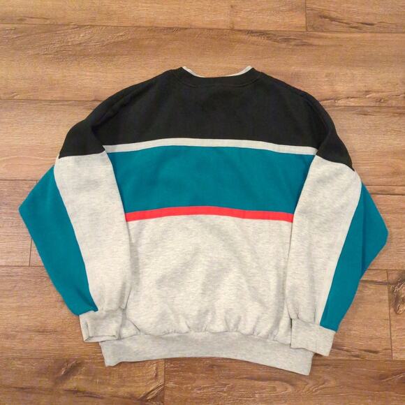 VTG Active Wear Adult XL Sweatshirt Color lock Retro Teal Blue Skater Surf - Picture 6 of 6